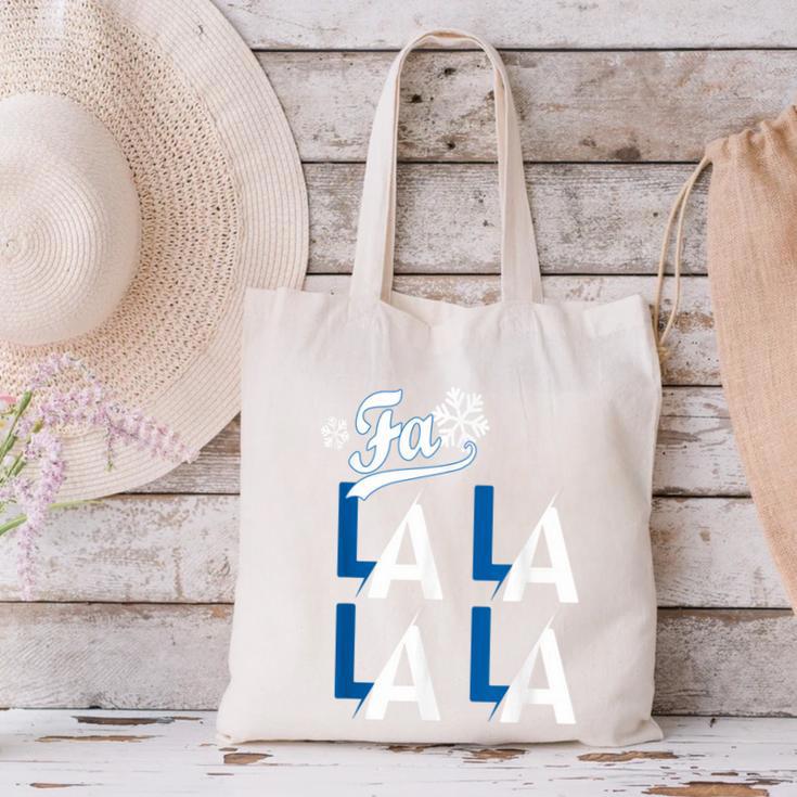 LA Baseball Fan Christmas FA La La Holiday Blue Theme Canvas Tote Bag