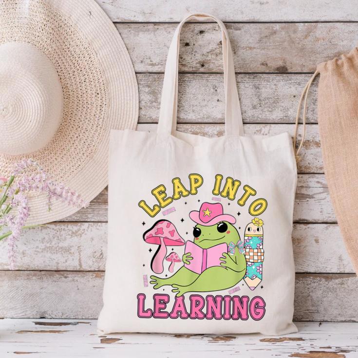 Leap Into Learning Cute Frog Kawaii Back To School Kids Canvas Tote Bag Leap Into Learning Cute Frog Kawaii Back To School Kids Canvas Tote Bag
