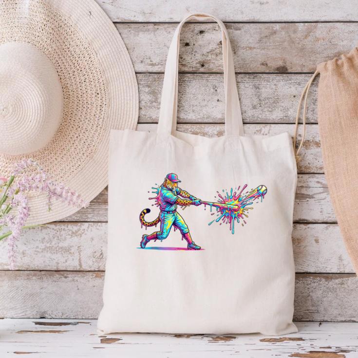 Leopard Baseball Player Ice Cream Drip For Boys Kids Canvas Tote Bag