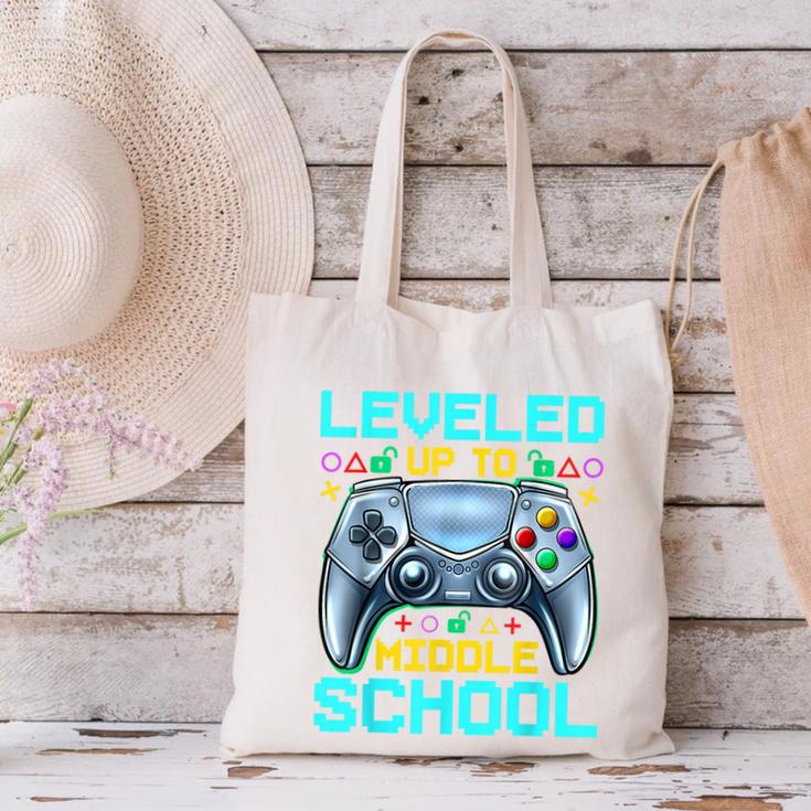 Leveled Up To Middle School Video Gamer Back To School Boys Canvas Tote Bag Leveled Up To Middle School Video Gamer Back To School Boys Canvas Tote Bag