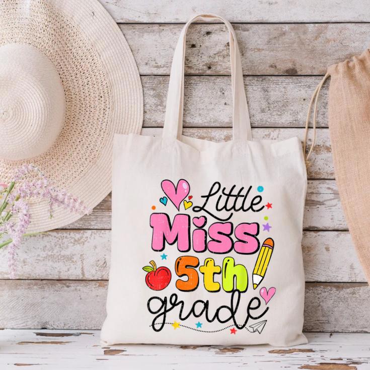 Little Miss 5th Grade Back To School Cute Fifth Grade Girls Canvas Tote Bag