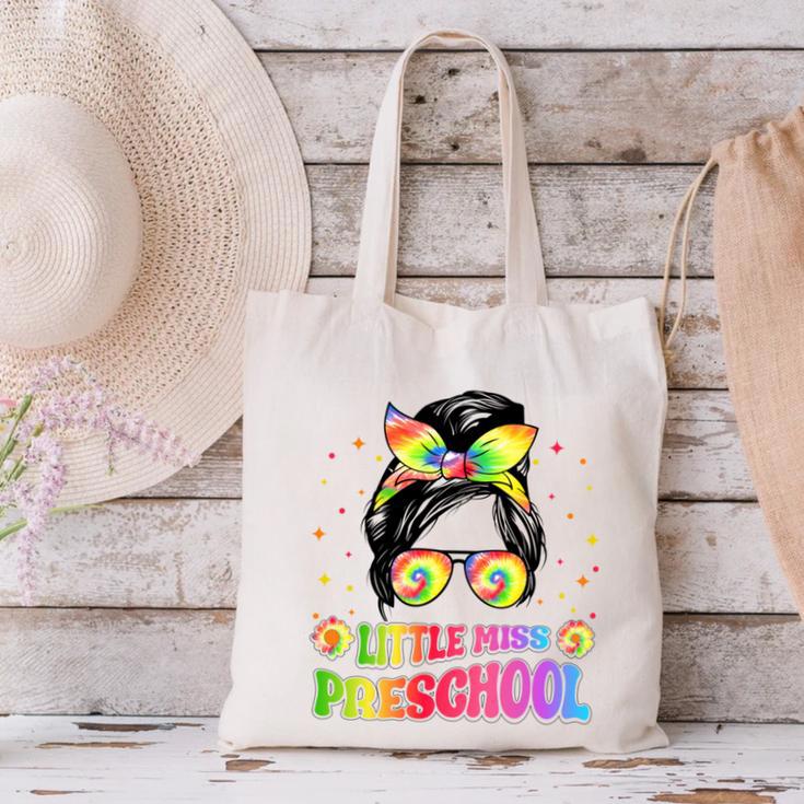 Little Miss Preschool Messy Bun Tie Dye Back To School Girls Canvas Tote Bag Little Miss Preschool Messy Bun Tie Dye Back To School Girls Canvas Tote Bag