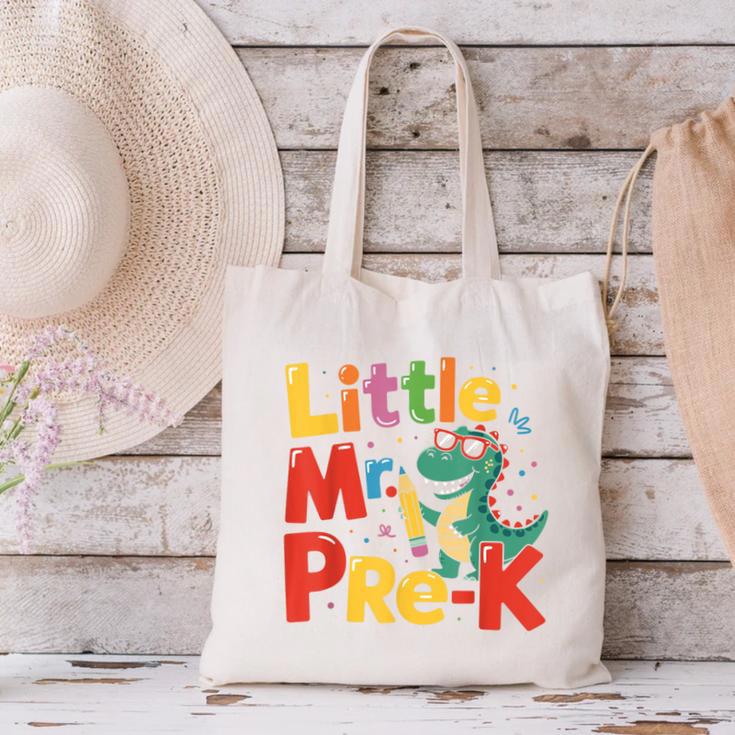 Little Mr Pre-K Dino Back To School Canvas Tote Bag Little Mr Pre-K Dino Back To School Canvas Tote Bag
