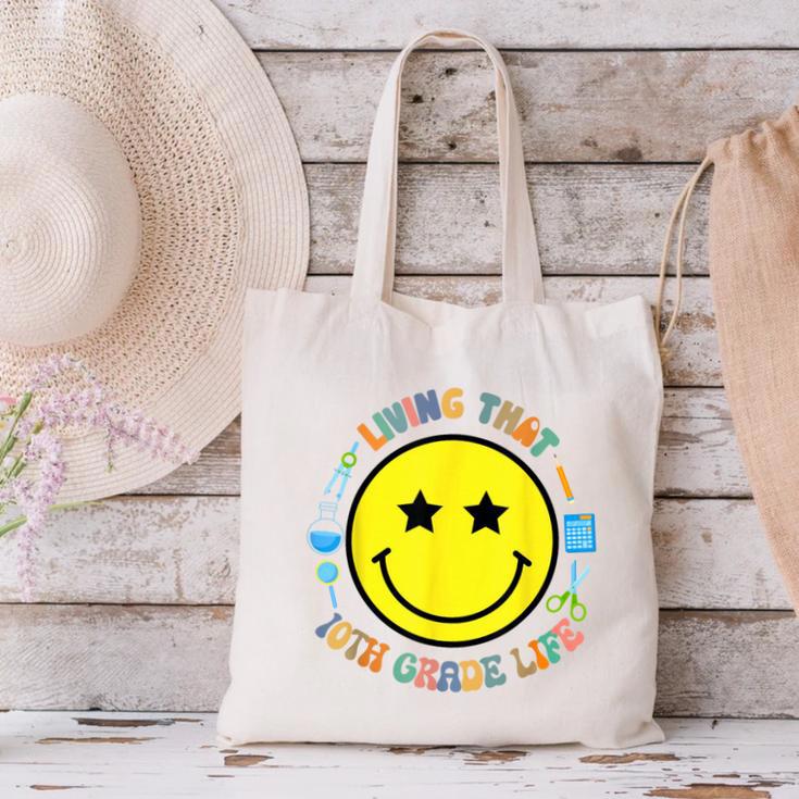 Living That 10th Grade Life Fun Back To School Supply Smile Canvas Tote Bag Living That 10th Grade Life Fun Back To School Supply Smile Canvas Tote Bag