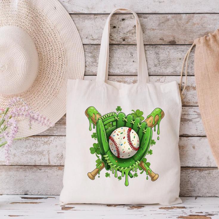 Lucky Shamrock Baseball Gloves Drip St Patrick's Day Boys Canvas Tote Bag Lucky Shamrock Baseball Gloves Drip St Patrick's Day Boys Canvas Tote Bag