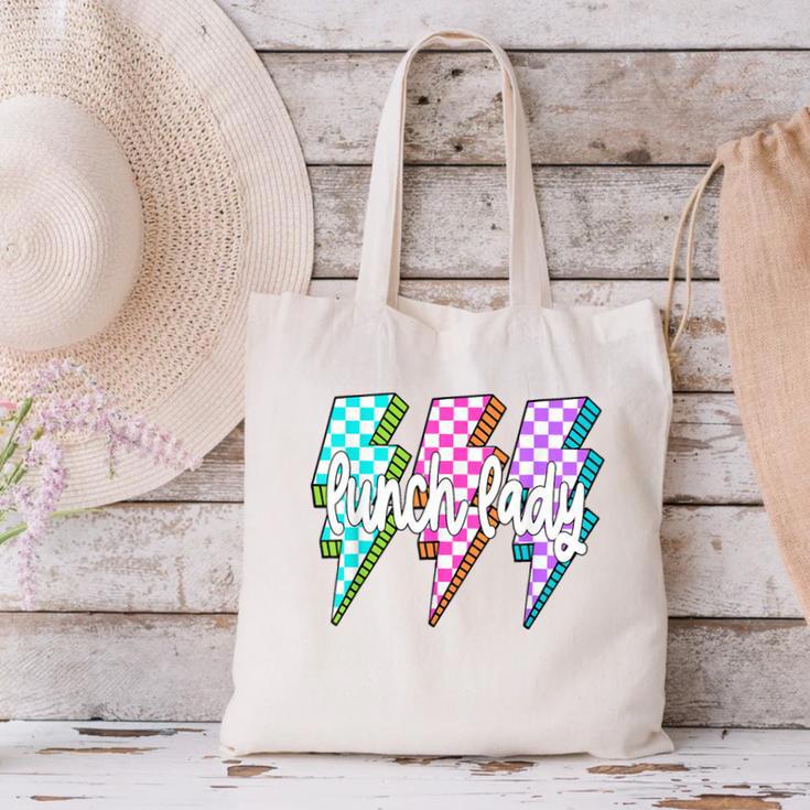 Lunch Lady Back To School Checkered First Day Of School Canvas Tote Bag
