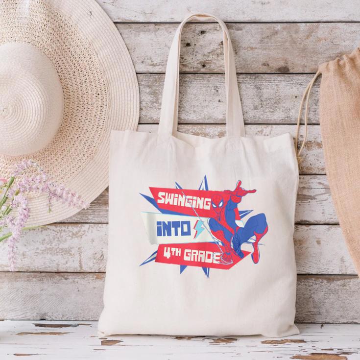 Marvel Spider-Man Swinging Into 4th Grade Back To School Canvas Tote Bag