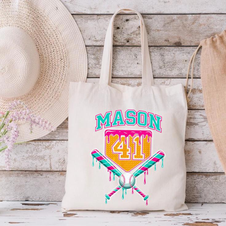 Mason 41 Meme Ice Cream Drip Baseball Birthday Costume Canvas Tote Bag Mason 41 Meme Ice Cream Drip Baseball Birthday Costume Canvas Tote Bag