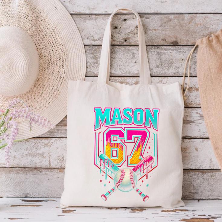 Mason 67 Ice Cream Drip Baseball Ice Cream Drip Canvas Tote Bag Mason 67 Ice Cream Drip Baseball Ice Cream Drip Canvas Tote Bag