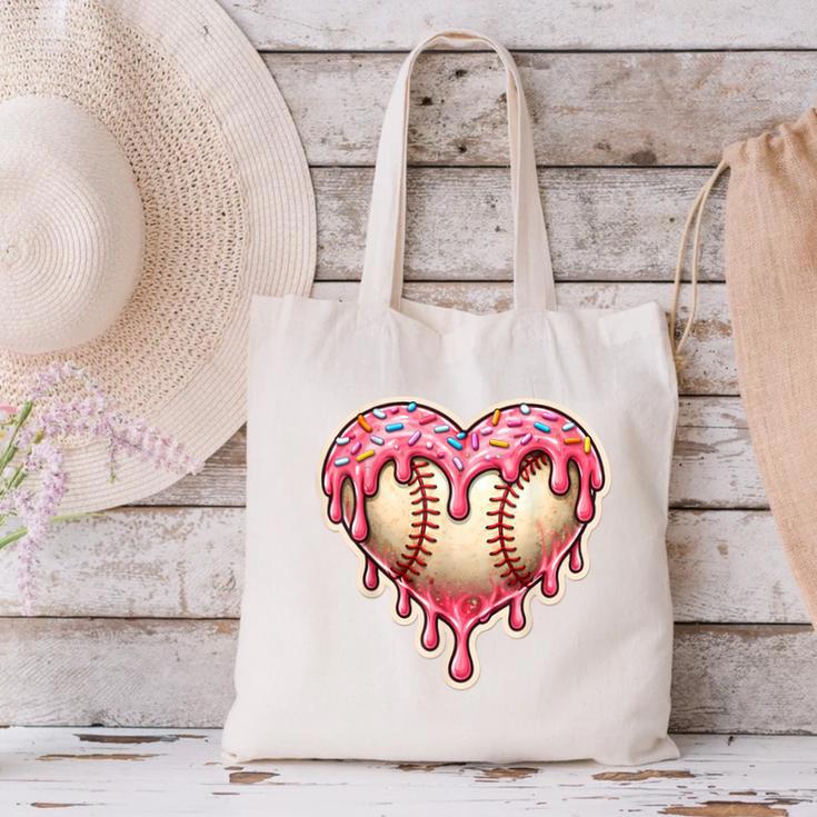 Melting Baseball Drip Heart Softball Player Lover Ice Cream Canvas Tote Bag Melting Baseball Drip Heart Softball Player Lover Ice Cream Canvas Tote Bag