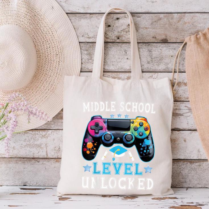 Middle School Level Unlocked Gamer First Day Back To School Canvas Tote Bag Middle School Level Unlocked Gamer First Day Back To School Canvas Tote Bag