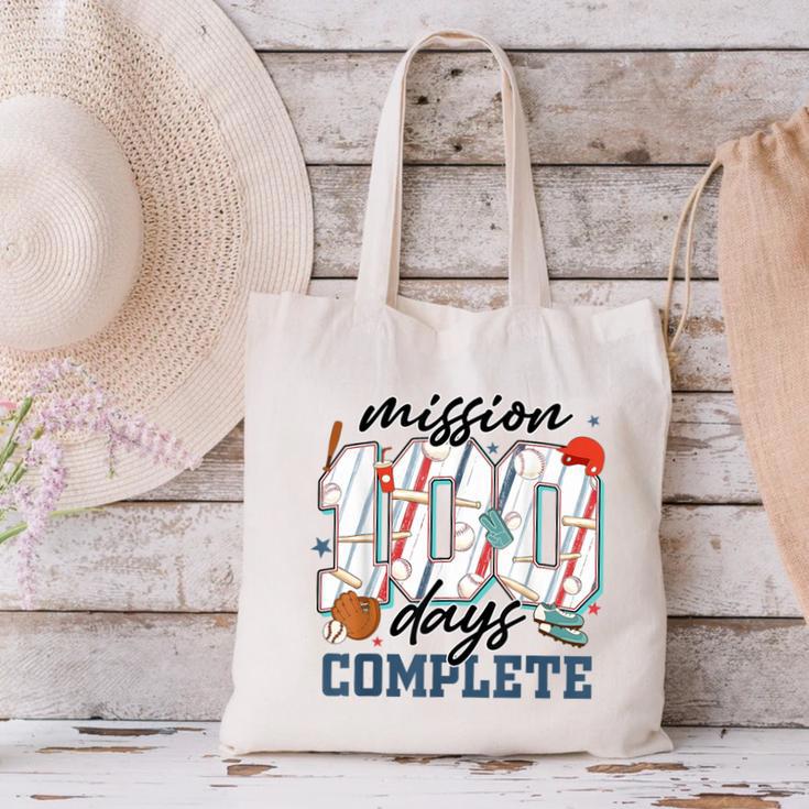 Mission 100 Days Complete Baseball 100th Day Of School Boys Canvas Tote Bag