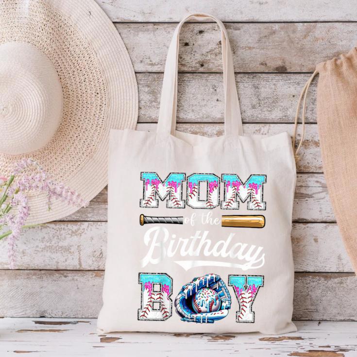Mom Of The Birthday Boy Baseball Ice Cream Drip Matching Canvas Tote Bag