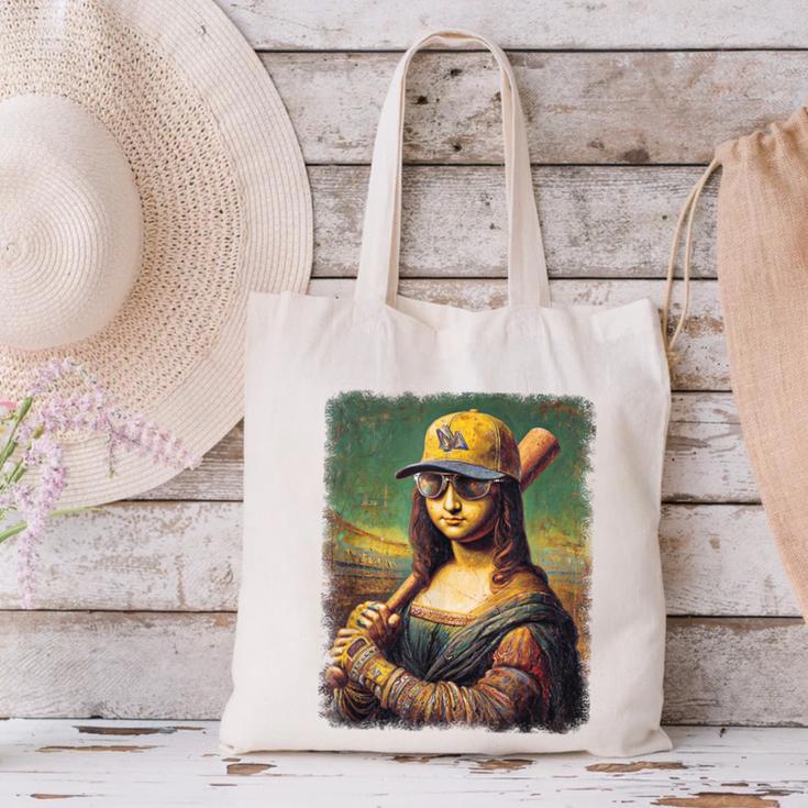 Mona Lisa Baseball Trending Aesthetic Streetwear Canvas Tote Bag Mona Lisa Baseball Trending Aesthetic Streetwear Canvas Tote Bag