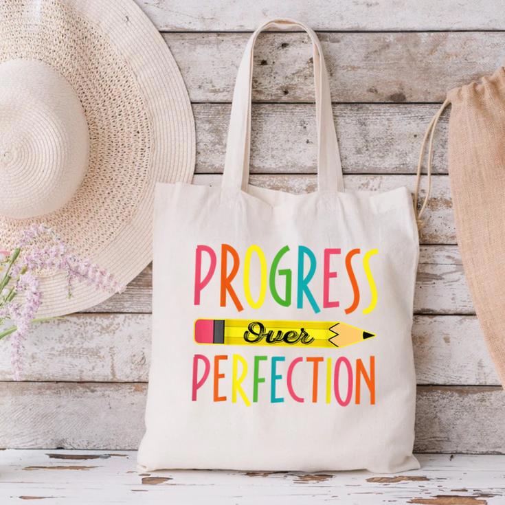 Motivational Quotes Back To School Progress Over Perfection Canvas Tote Bag Motivational Quotes Back To School Progress Over Perfection Canvas Tote Bag