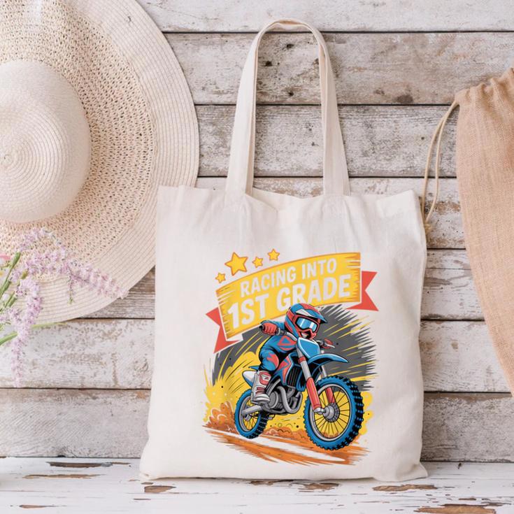 Motocross Dirt Bike Back To School Racing Into 1st Grade Canvas Tote Bag
