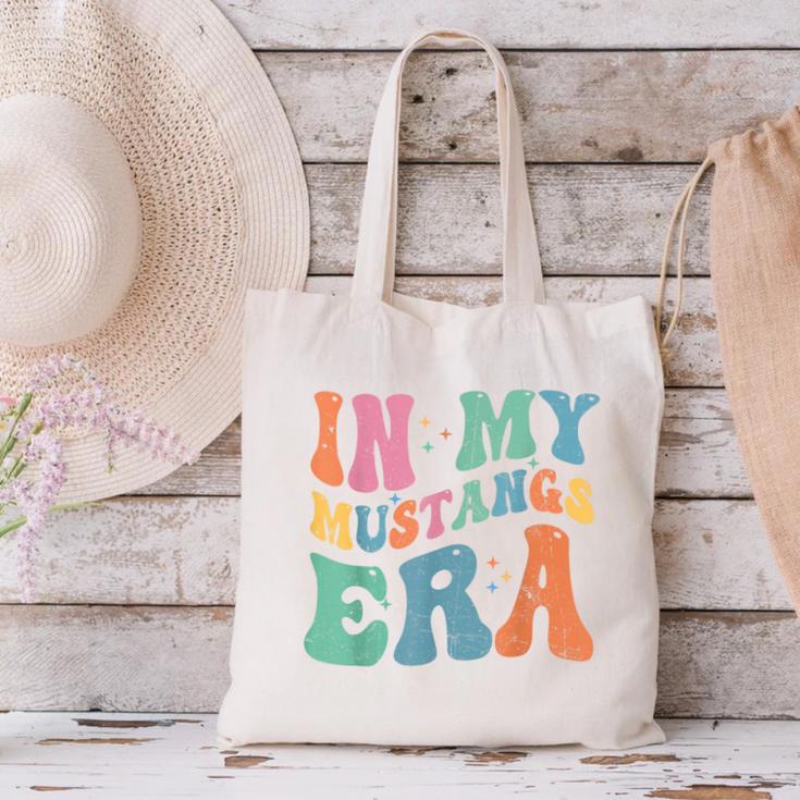 In My Mustangs Era Back To School Spirit Game Retro Groovy Canvas Tote Bag In My Mustangs Era Back To School Spirit Game Retro Groovy Canvas Tote Bag