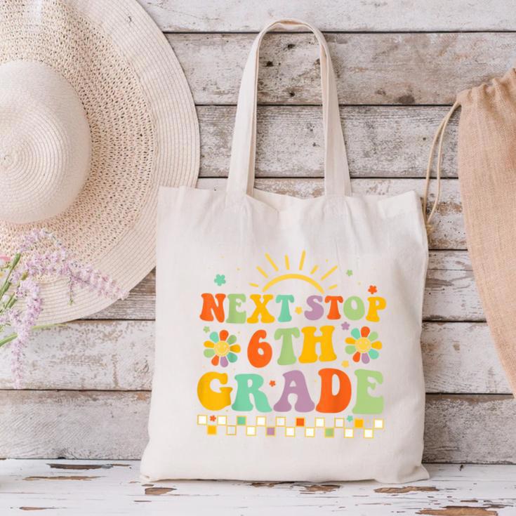 Next Stop 6th Grade Groovy Retro Sixth Grade Back To School Canvas Tote Bag Next Stop 6th Grade Groovy Retro Sixth Grade Back To School Canvas Tote Bag