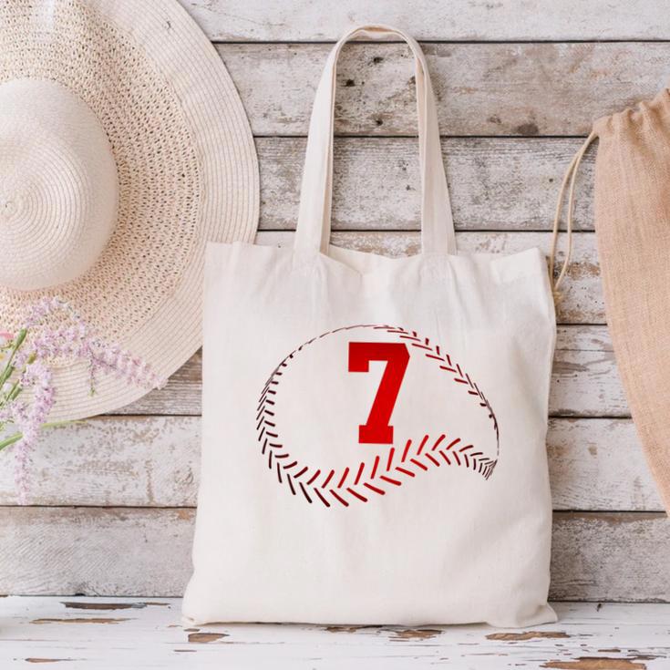 Number 7 Years Baseball 7TH Birthday Canvas Tote Bag