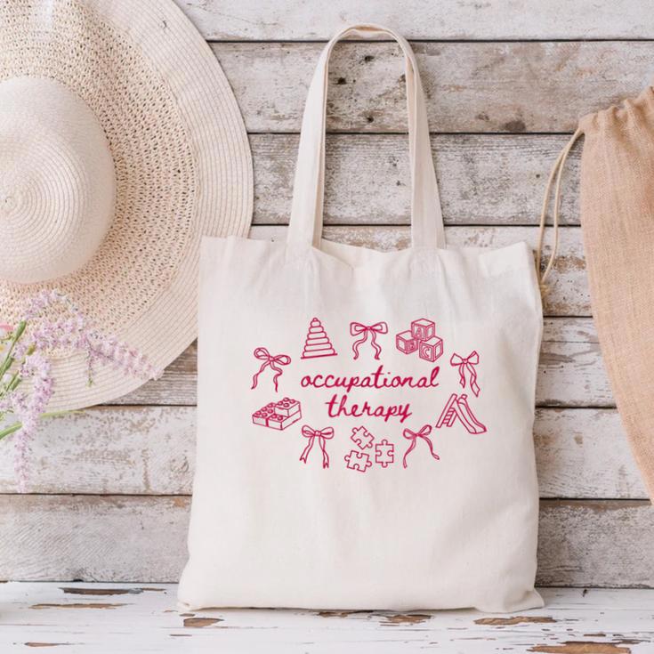 Occupational Therapy Coquette Bow OT COTA Back To School Canvas Tote Bag Occupational Therapy Coquette Bow OT COTA Back To School Canvas Tote Bag
