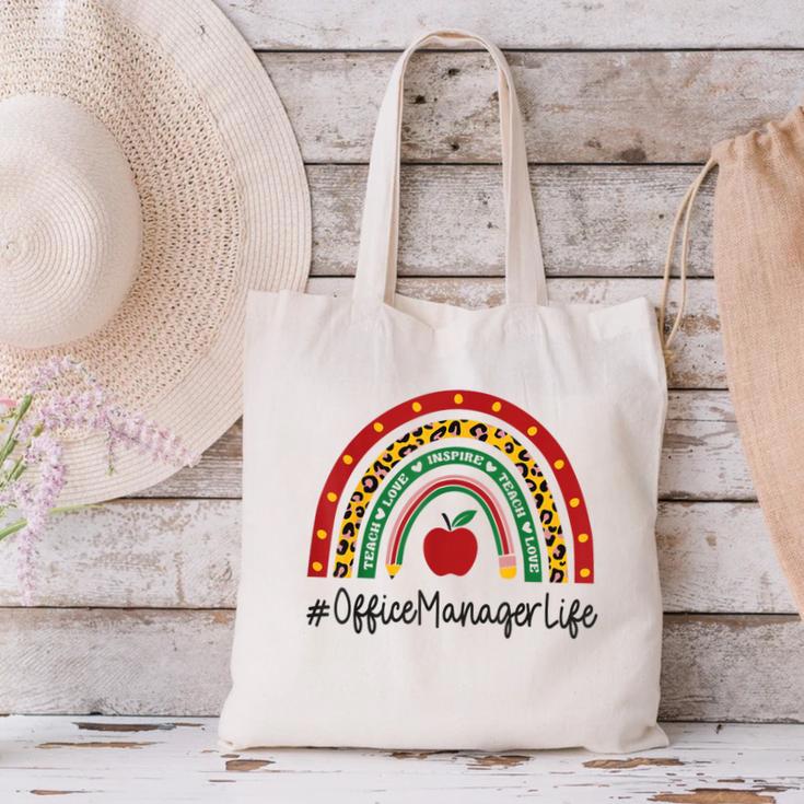 Office Manager Rainbow Appreciation Day Hello Back To School Canvas Tote Bag Office Manager Rainbow Appreciation Day Hello Back To School Canvas Tote Bag