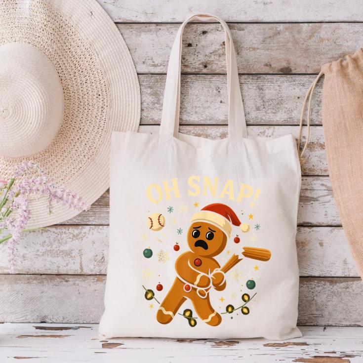 Oh Snap Gingerbreadman Christmas Baseball Canvas Tote Bag