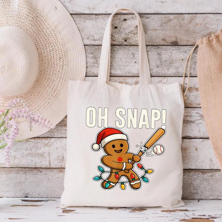 Oh Snap Gingerbreadman Christmas Baseball Humor Canvas Tote Bag Oh Snap Gingerbreadman Christmas Baseball Humor Canvas Tote Bag