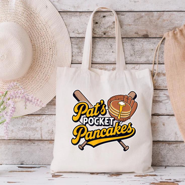 Pat's Pocket Pancakes Baseball Glove Stack Syrup Canvas Tote Bag Pat's Pocket Pancakes Baseball Glove Stack Syrup Canvas Tote Bag