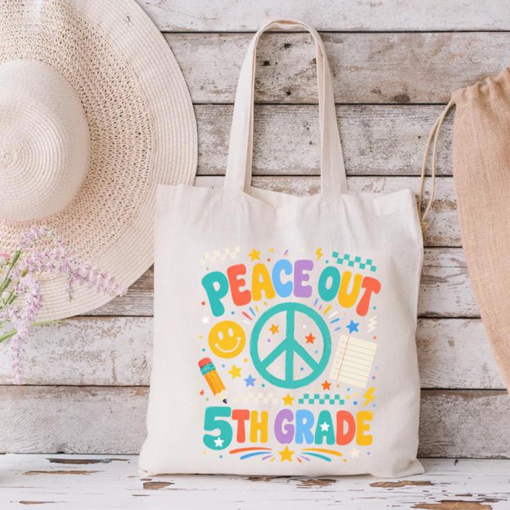Peace Out 5th Grade Retro Back To School Students Canvas Tote Bag Peace Out 5th Grade Retro Back To School Students Canvas Tote Bag
