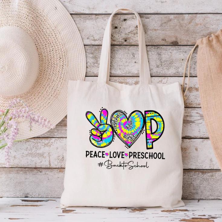Peace Love Preschool First Day Of Preschool Back To School Canvas Tote Bag Peace Love Preschool First Day Of Preschool Back To School Canvas Tote Bag
