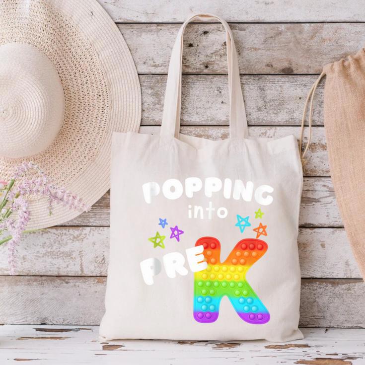 Popping Into Pre K Kid's Back To School Pop It Fidget Toy Canvas Tote Bag
