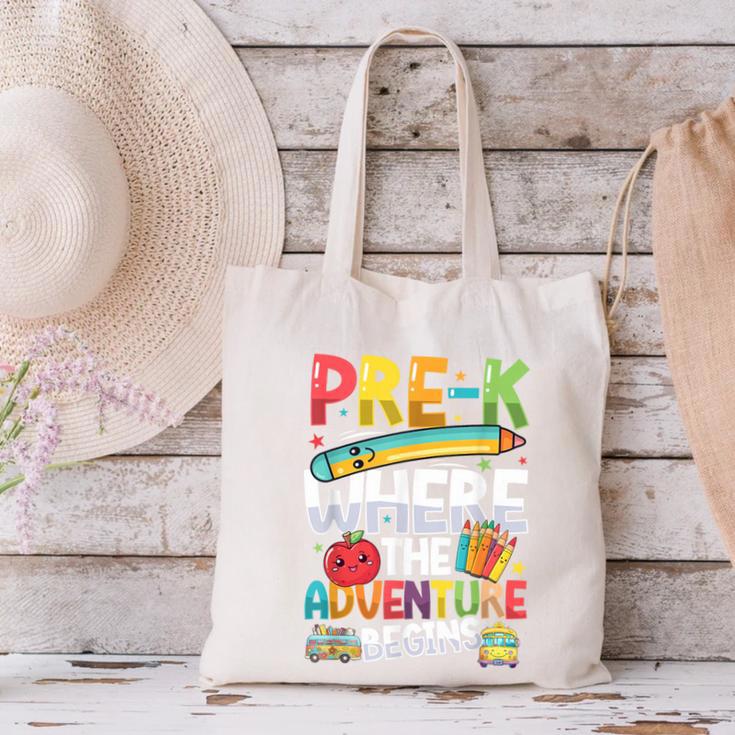Pre-K Where The Adventure Begins First Day & Back To School Canvas Tote Bag Pre-K Where The Adventure Begins First Day & Back To School Canvas Tote Bag