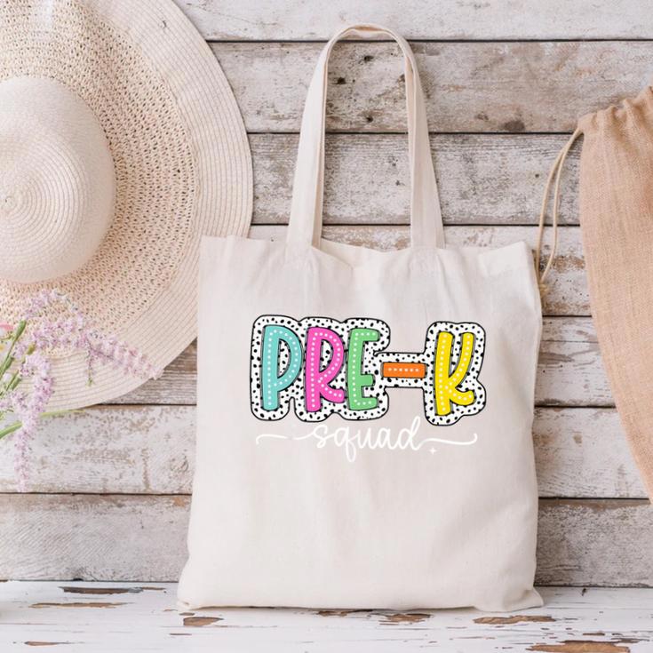 Pre-k Squad Back To School Dalmatian Dots Canvas Tote Bag Pre-k Squad Back To School Dalmatian Dots Canvas Tote Bag
