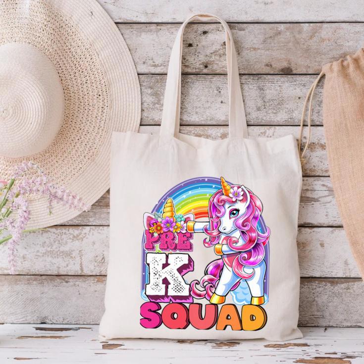 Pre-K Squad Flossing Unicorn Back To School Girls Premium Tri-Blend Canvas Tote Bag