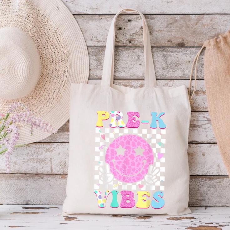 Pre-K Vibes Groovy Back To School PreK Preschool Girls Kids Canvas Tote Bag