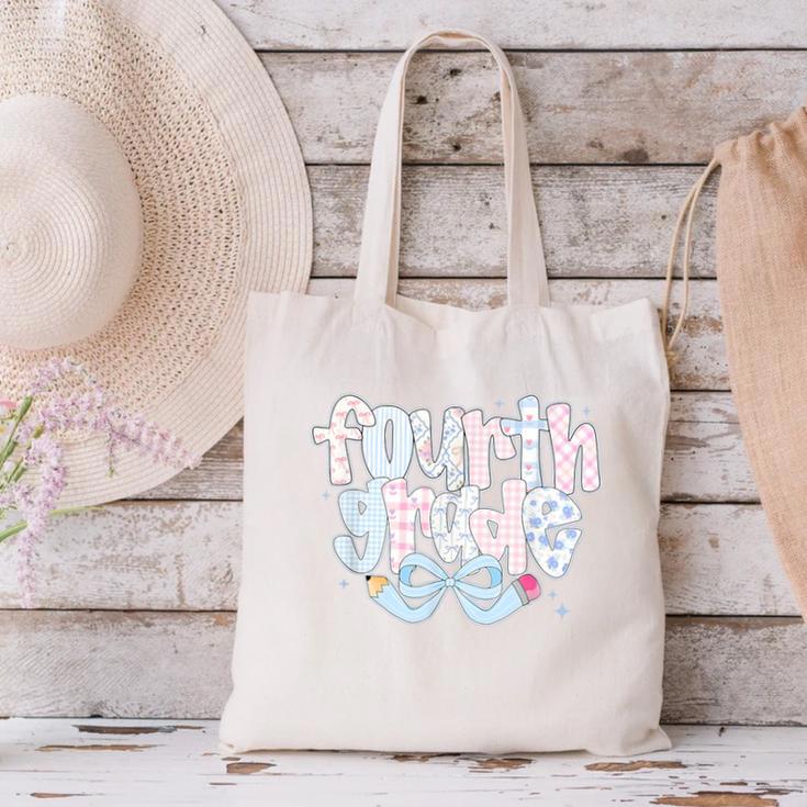 Preppy Fourth Grade Back To School Coquette 4th Grade Canvas Tote Bag
