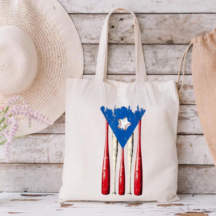Puerto Rican Baseball Bats Puerto Rico Flag Pride BéIsbol Canvas Tote Bag