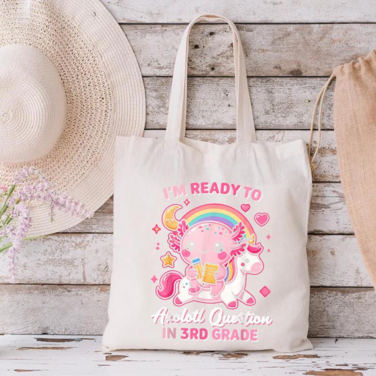 Ready To 3rd Grade Axolotl Questions Back To School Girls Canvas Tote Bag Ready To 3rd Grade Axolotl Questions Back To School Girls Canvas Tote Bag