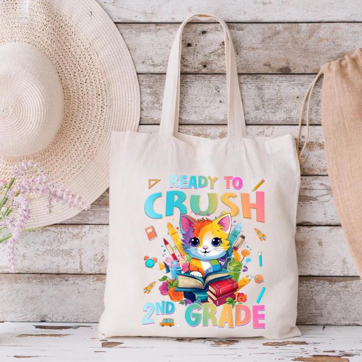 Ready To Crush 2nd Grade Back To School 2nd Grade Cat Kitten Canvas Tote Bag