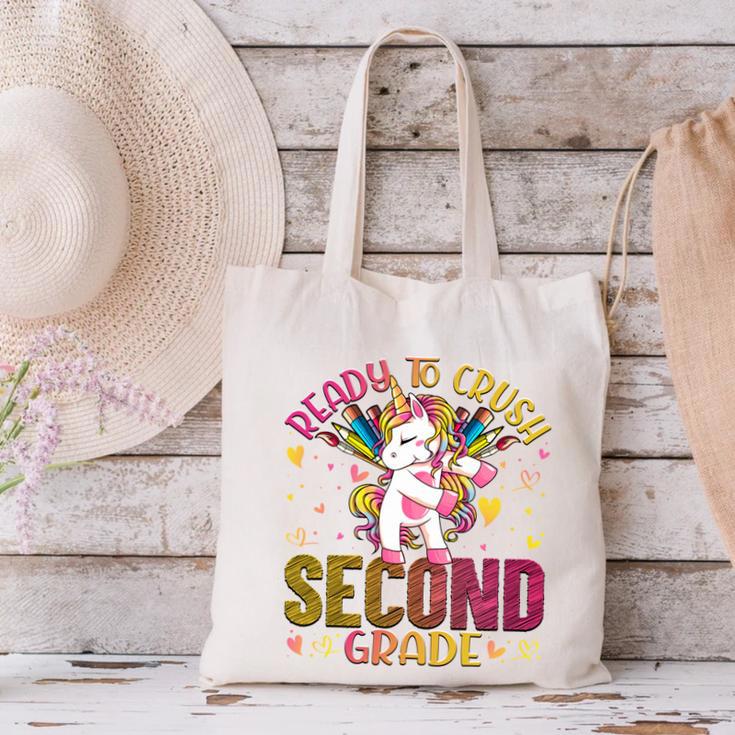 Ready To Crush Second 2nd Grade Back To School Unicorn Kids Performance Canvas Tote Bag Ready To Crush Second 2nd Grade Back To School Unicorn Kids Performance Canvas Tote Bag
