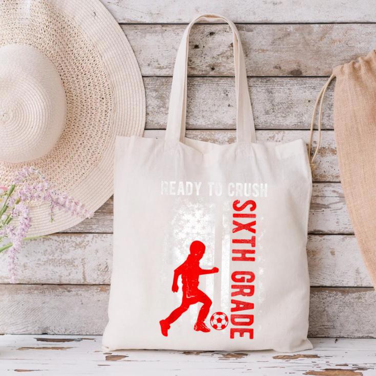 Ready To Crush Sixth Grade Soccer USA Flag Back To School Canvas Tote Bag Ready To Crush Sixth Grade Soccer USA Flag Back To School Canvas Tote Bag