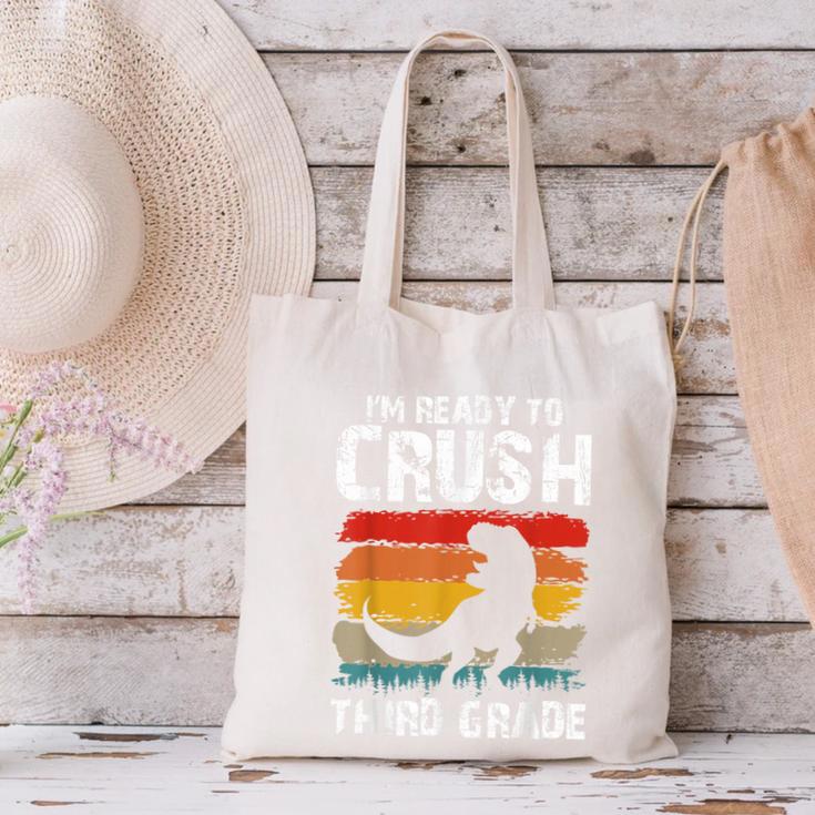 Ready Crush Third 3rd Grade Dinosaur Back To School Boys Canvas Tote Bag