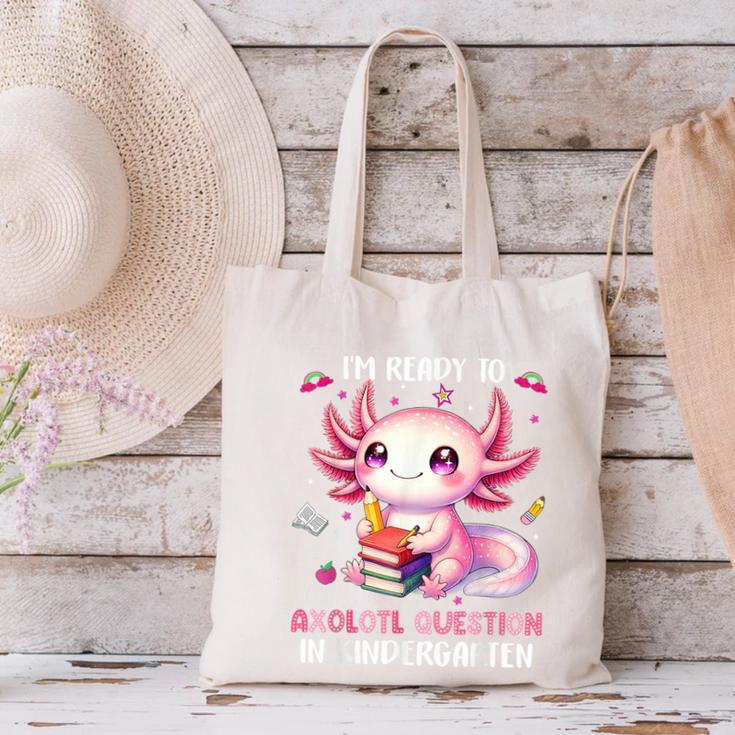 Ready To Kindergarten Axolotl Questions Back To School Girls Canvas Tote Bag