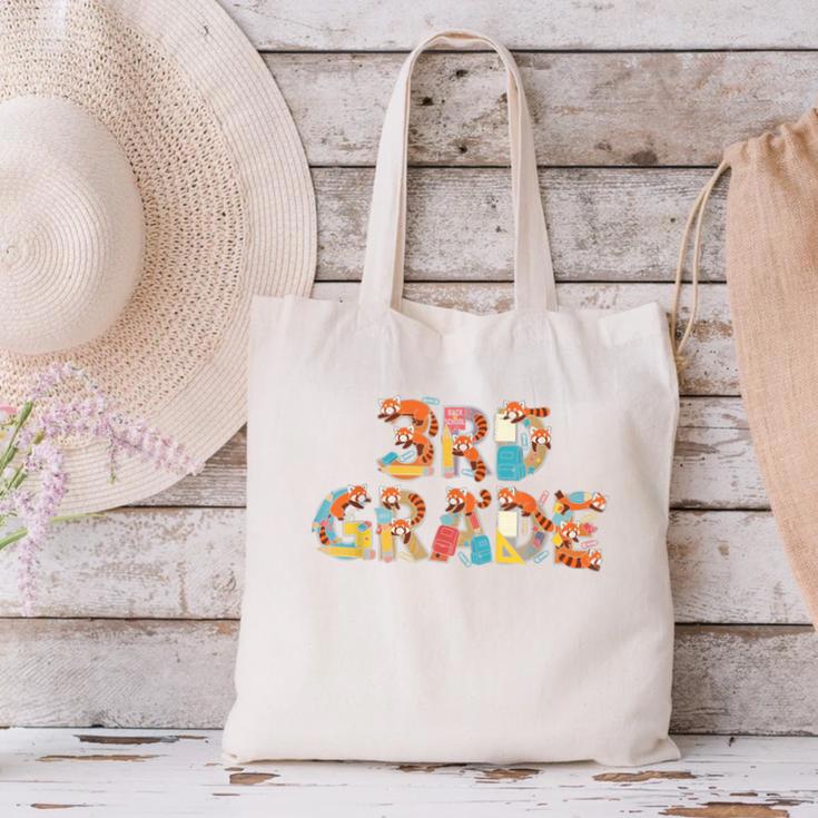 Red Panda Third Grade Back To School Kids Boys Girls Canvas Tote Bag Red Panda Third Grade Back To School Kids Boys Girls Canvas Tote Bag