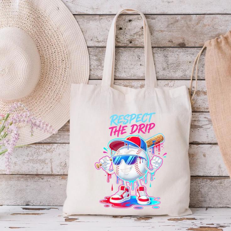 Respect The Drip Baseball Bat Sunglasses Mascot Canvas Tote Bag