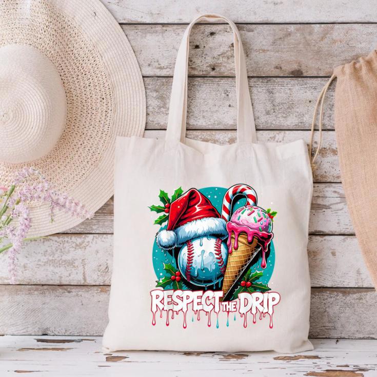 Respect The Drip Baseball Christmas Holiday Canvas Tote Bag