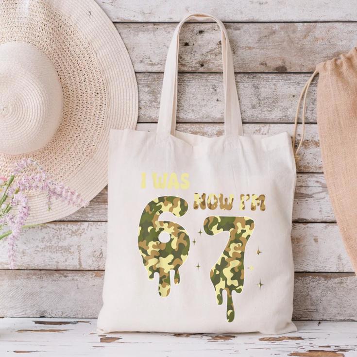 Retro I Was 6 Now I'm 7 Camo 67 Ice Cream Drip Baseball Canvas Tote Bag