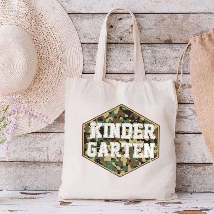 Retro Back To School Boys Old Camo Kindergarten Canvas Tote Bag