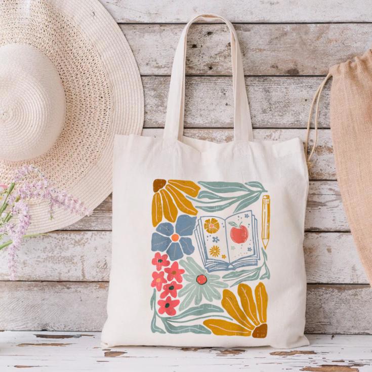 Retro Boho Flower Floral Back To School First Day Of School Canvas Tote Bag Retro Boho Flower Floral Back To School First Day Of School Canvas Tote Bag