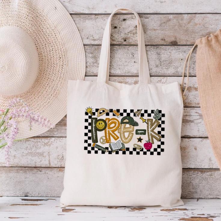 Retro Checkered Back To School Pre K Dude Cute Kid Preschool Canvas Tote Bag Retro Checkered Back To School Pre K Dude Cute Kid Preschool Canvas Tote Bag
